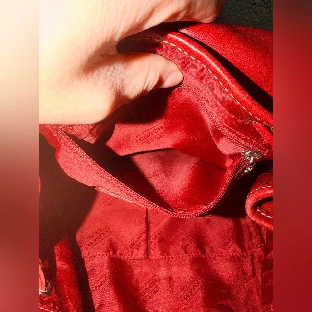 Vintage Coach Legacy Drawstring Leather Backpack dark red leather Style #9569
